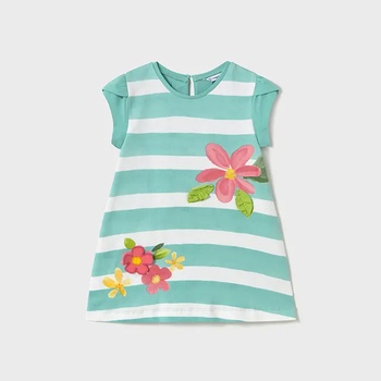 Mayoral Рокля трикотаж графика с цветя в тюркоазен цвят за мини момиче Майорал