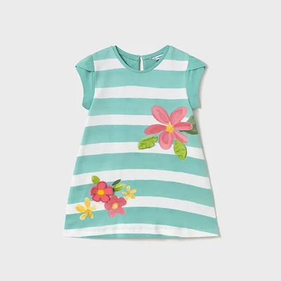 Mayoral Рокля трикотаж графика с цветя в тюркоазен цвят за мини момиче Майорал