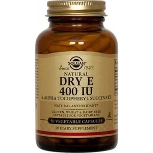 Solgar Хранителна добавка Витамин Е суха форма 268 мг, , Solgar Vitamin E 400 IU dry veg. caps 50s