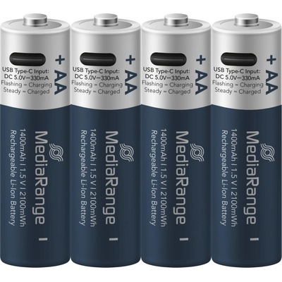 MediaRange USB-C Li- ION Mignon 1400mAh 4ks MRBAT161