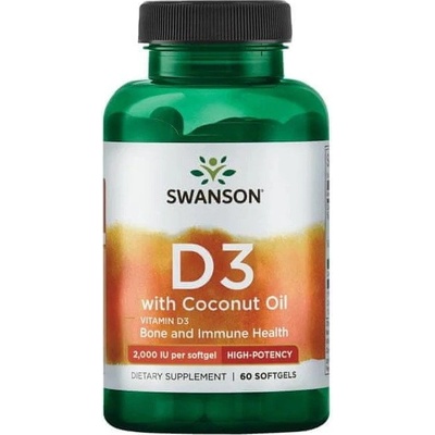 Swanson Vitamín D3 5000 IU s kokosovým olejem 60 kapslí