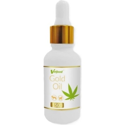 VetFood Gold Oil 1500 - масло от конопено семе за кучета и котки, 30 мл - Полша