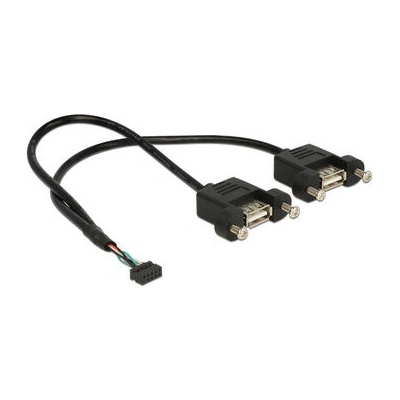 Delock 84832 USB 2.0 pin konektor (F) 2.00 mm 10 pin - 2 x USB 2.0 A (F) panel pre montáž, 0,25m