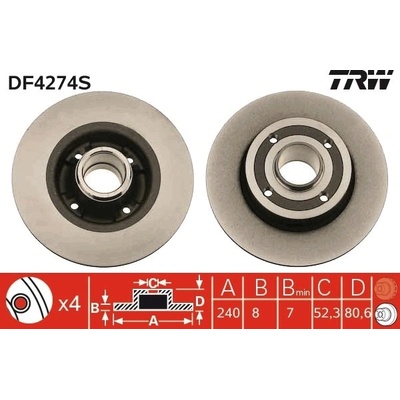 Brzdový kotúč TRW DF4274S