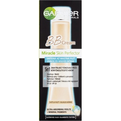 Garnier Skin Naturals BB Cream 5v1 Zmatňujúca tónovacia starostlivosť svetlý 50 ml