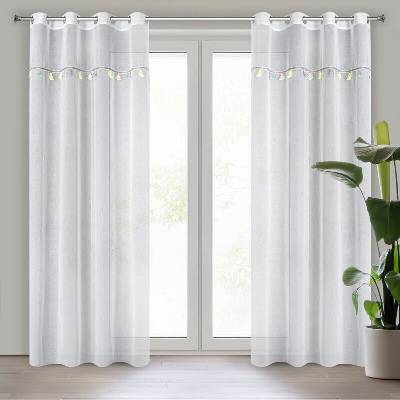 Takoy Dětská záclona KIDS z etamínu zdobená ozdobnou páskou s visícími trojrozměrnými sloníky 140 x 250 cm-HF-418361 | 140 x 250 cm
