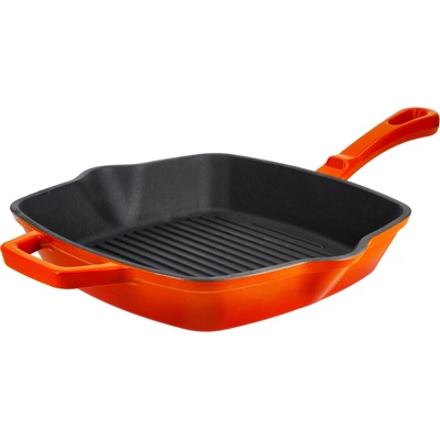 SILVERCREST Litinová grilovací pánev Premium, Ø 25 cm (hranatá, oranžová)