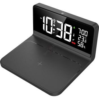 Solight CA06 - LED будилник с LCD и безжично зареждане Qi 10W/230V (SL1553)