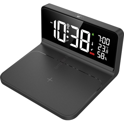 Solight CA06 - LED будилник с LCD и безжично зареждане Qi 10W/230V (SL1553)