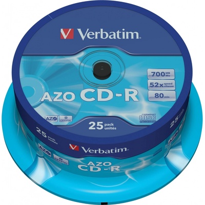 Verbatim CD-R 700MB 52x, Super AZO, spindle, 25ks (43352) – Zboží Živě