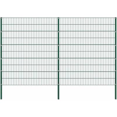 OMAXI Plotový panel se sloupky železný 349 x 200 cm zelený 737423