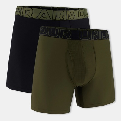 Under Armour Мъжки боксерки Under Armour 2pk 6In Tech 2 Mens Boxers - Green/Black