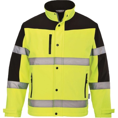 Portwest S429 reflexná softshellová bunda Fluorescenčno žltá čierna