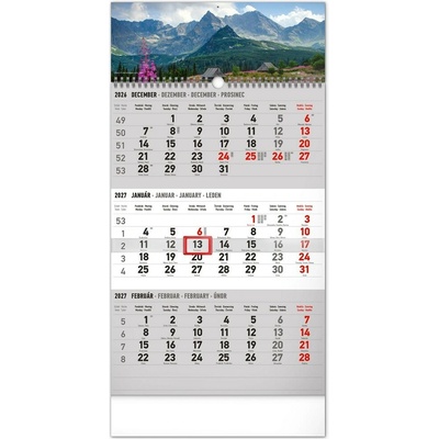 NOTIQUE trojmesačný nástenný Krajina so slovenskými menami sivý, 29,5 × 43 cm 2027