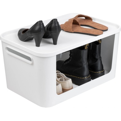 SMARTSTORE Úložný box s otevřenou přední hranou, MODULE s víkem bílý 59,5 × 39,5 × 30 cm