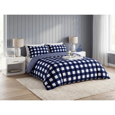 Textilomanie Obliečky z mikrovlákna NAVY GINGHAM modro-biele 70x90 140x200