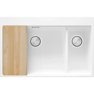 Твоят Стил Бяла кухненска гранитна мивка Осло 80 Duo Top 780x500 мм