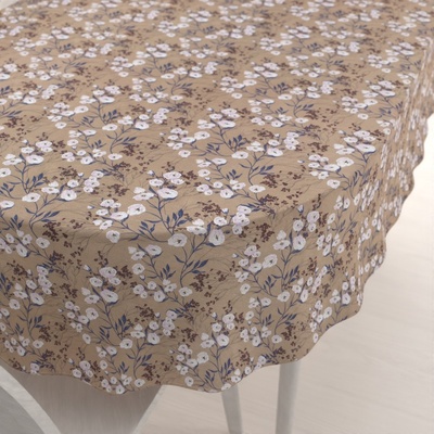 Biante oválný ubrus PML-036 Pnoucí květiny na hnědém 100x140cm
