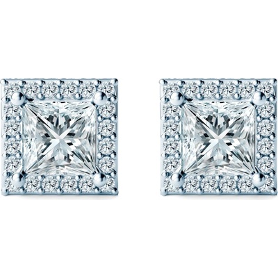 SAVICKI Обеци This is Love: бяло злато, лабораторни диаманти с шлиофвка "принцеса