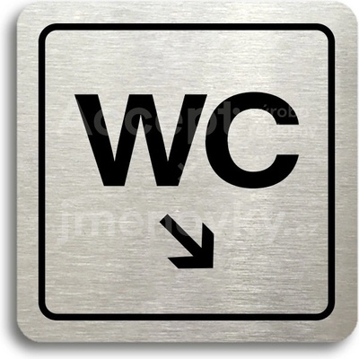 ACCEPT Piktogram WC vpravo dolů - stříbrná tabulka - černý tisk