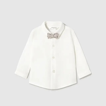 MAYORAL Риза дълъг ръкав с бежова папийонка за бебе момче Майорал