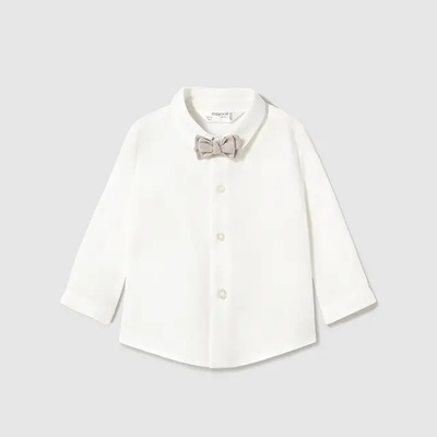 MAYORAL Риза дълъг ръкав с бежова папийонка за бебе момче Майорал
