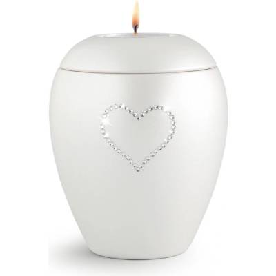 Zvieracia urna Crystal Heart so sviečkou - Biela 1,5l