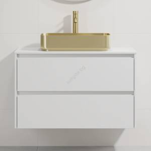 Bath Deluxe Шкаф за баня с мивка TRONDHEIM/LJORDAL 90x57x46 см бял/месинг (SETBT0150F)