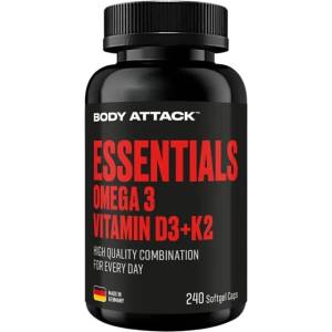 Body Attack Essentials Omega 3 Vitamin D3+K2 [240 Гел капсули]