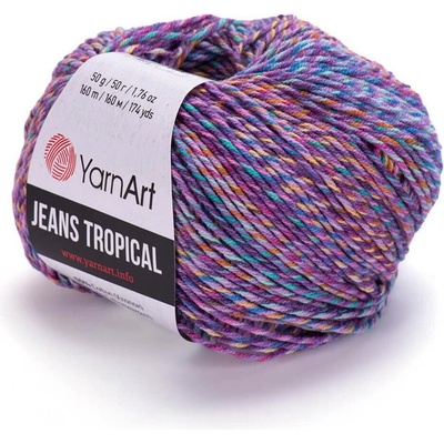 Yarn Art příze Jeans Tropical 622 fialová, tyrkysová, žlutá, růžová