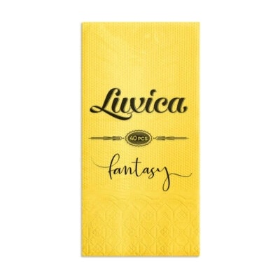 Luxica® Fantasy жълти салфетки с дискретен релеф и фин бордюр 2 слоя | 40 броя Сгъвка 1/8 (8765435678)