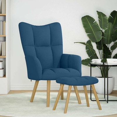 vidaXL 4016785 Relaxační s podnožkou textil Modrá