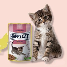 Happy Cat Pouches Meat in Sauce Kitten & Junior Land Geflügel 85 g