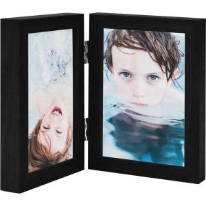vidaXL Двойна фоторамка колаж черна 2x(13x18 см) (332766)