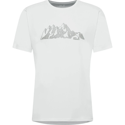 Jack Wolfskin Мъжка спортна тениска Jack Wolfskin Peak Graphic T-Shirt Sport shirt - New Mountain Stark White - размер XL (216-7658-0414)