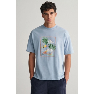 Gant Hawaii Printed Graphic SS T-Shirt modré