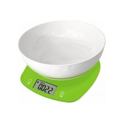 Rosberg Кухненска везна с купа Rosberg R51651Q, До 5 кг, 2 x AAA, LED екран, Зелен