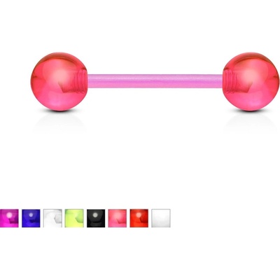 Šperky Eshop piercing do jazyka z UV flexibilního materiálu C16.7 červená