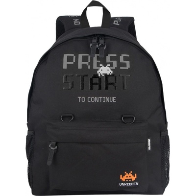 Unkeeper Ученическа раница Unkeeper - Game Over, Black & Orange (DKT64754)