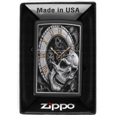 Zapalovač Zippo benzínový Skull Clock
