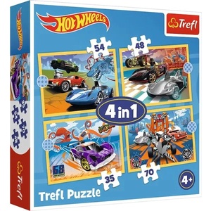 Trefl Trefl: Пъзел с превозни средства Hot Wheels - 4 в 1 (34627)