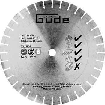 Güde Diamantový řezný kotouč segmentovaný 350 x 25,4 mm 55273