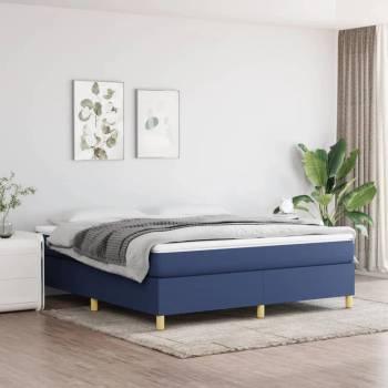 vidaXL Боксспринг легло с матрак, синьо, 160x200 см, плат (3144536)