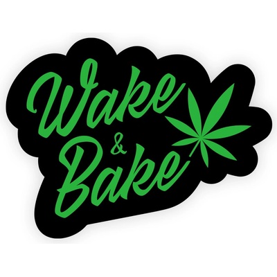 Samolepka Wake&Bake černá - weedshop – Zboží Mobilmania