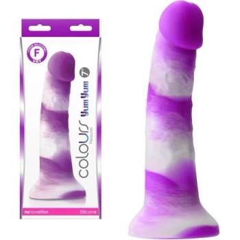 Image 1 of Пенис дилдо от силикон, лилаво-бяло, 19, 3см. - Colours Yum Yum (NSTOYS0867)