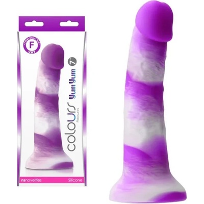 Пенис дилдо от силикон, лилаво-бяло, 19, 3см. - Colours Yum Yum (NSTOYS0867)