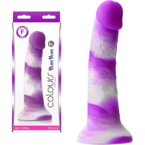  Пенис дилдо от силикон, лилаво-бяло, 19, 3см. - Colours Yum Yum (NSTOYS0867)