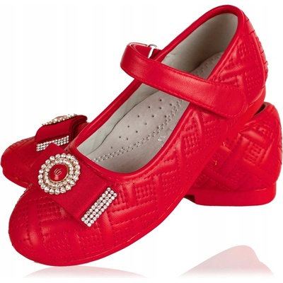 APAWWA balerinky zirkony vložky kůže červené