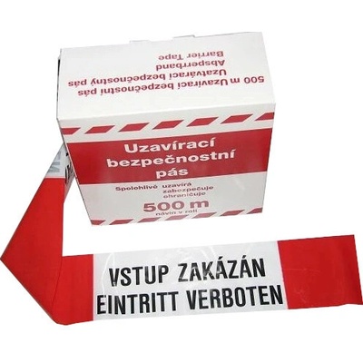 páska SUPER s textem VSTUP ZAKÁZÁN červenobílá 500m
