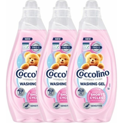Coccolino Wonder Wash Sensitive prací prostriedok na rýchle pranie, pre citlivú pokožku 3 x 1,48 l 111 PD